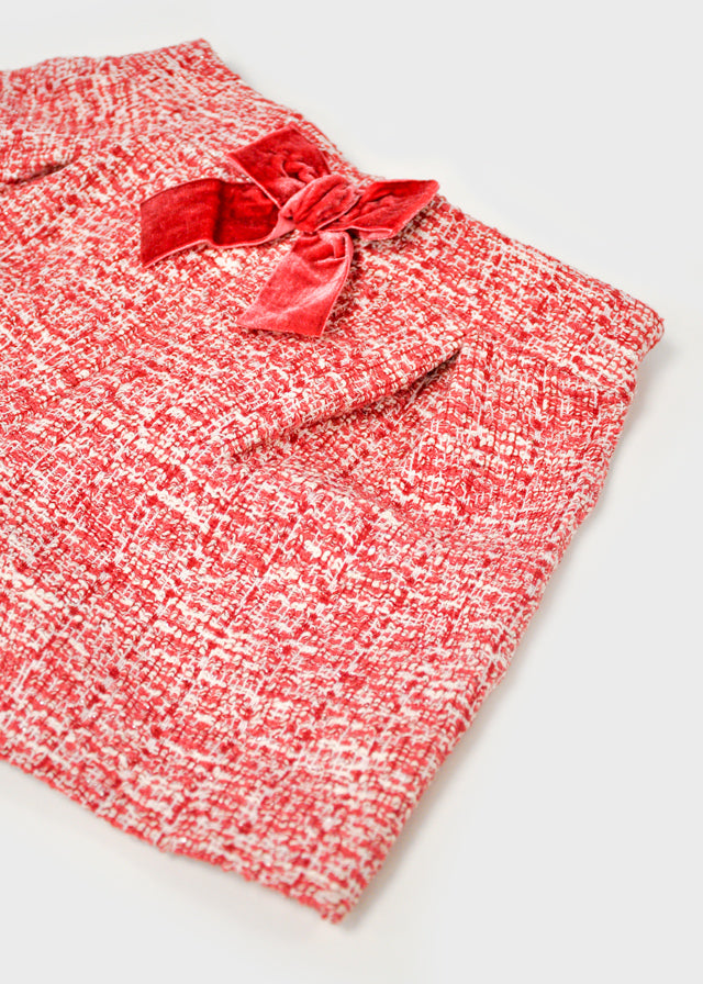 Mayoral Red Tweed Bow Short Set 4011/4224