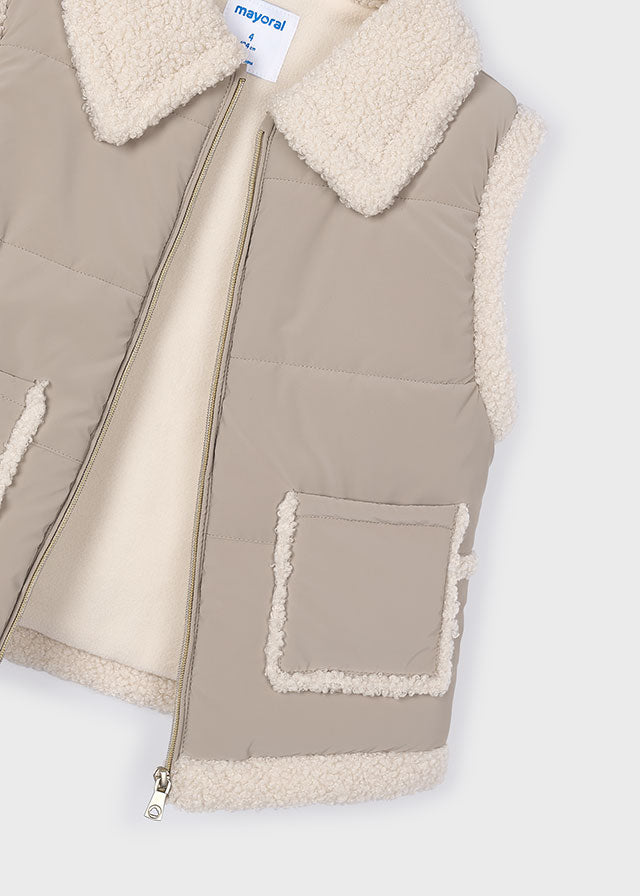 Mayoral Beige Borg Fleece Gilet 4313
