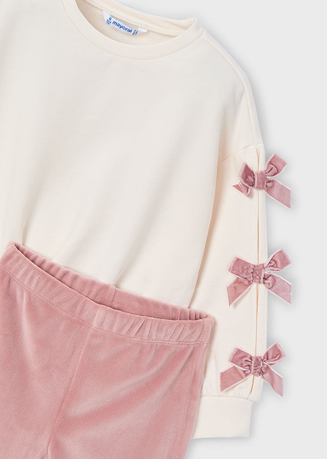 Mayoral Pink Velvet Bow Legging Set 4725