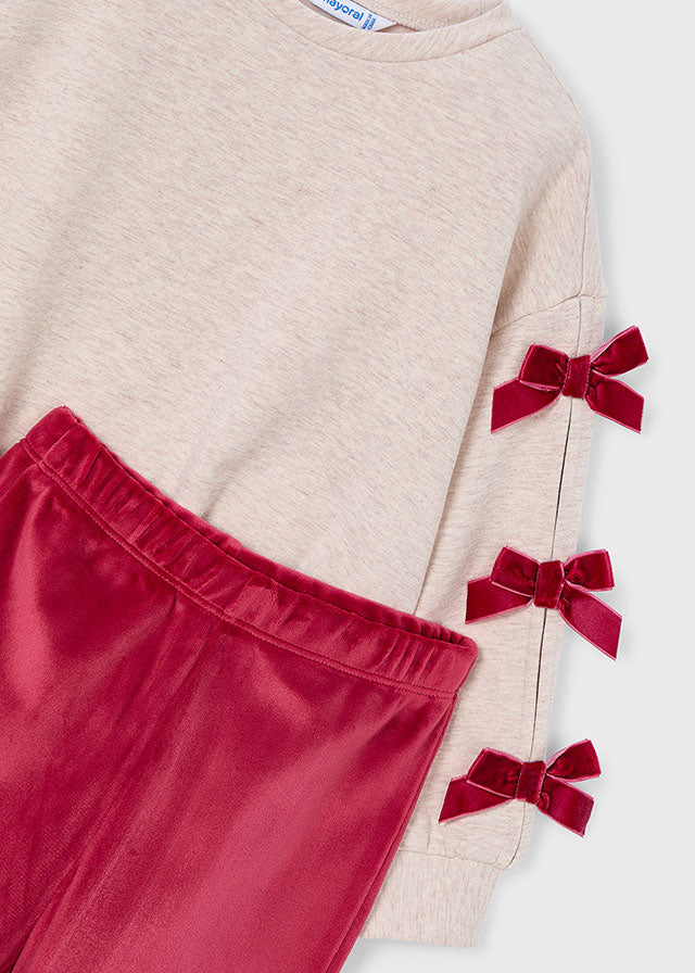Mayoral Red Velvet Bow Legging Set 4725