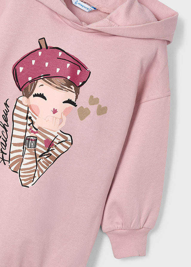 Mayoral Pink Hood Sweat Dress 4928