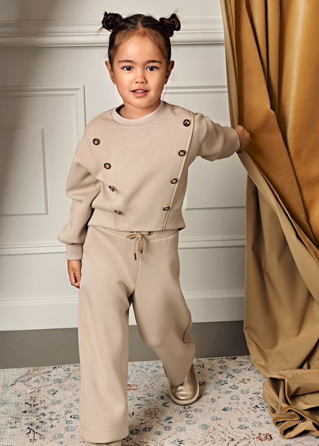 Abel & Lula Beige Wide Leg Tracksuit