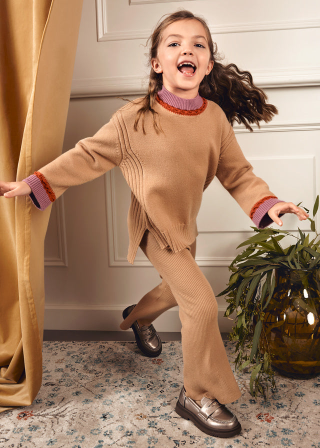 Abel & Lula Camel Knit Flare Set