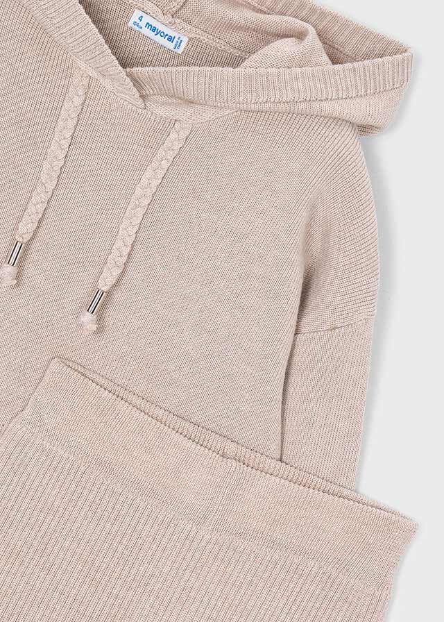 Mayoral Beige Hooded Knit Trouser Set