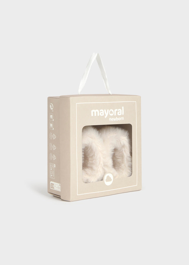 Mayoral Newborn Cream Faux Fur Boots 9163