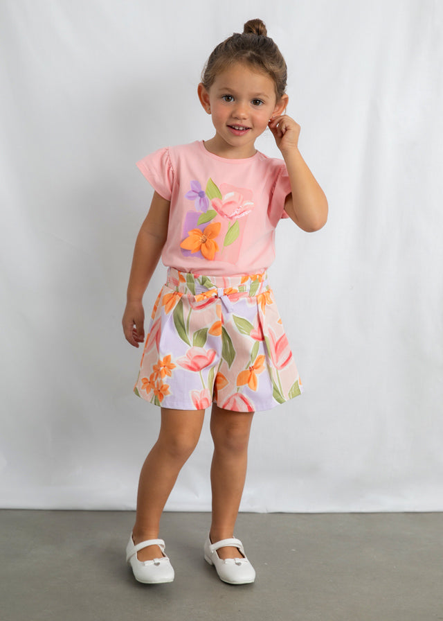 Mayoral Peach Floral Short Set