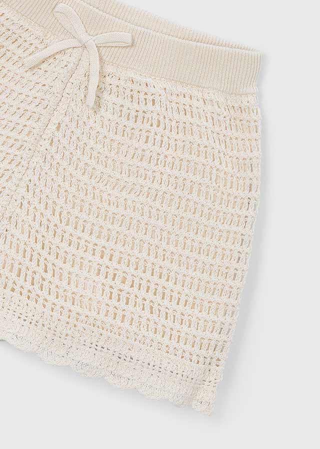 Mayoral Cream & Lilac Crochet Short Set