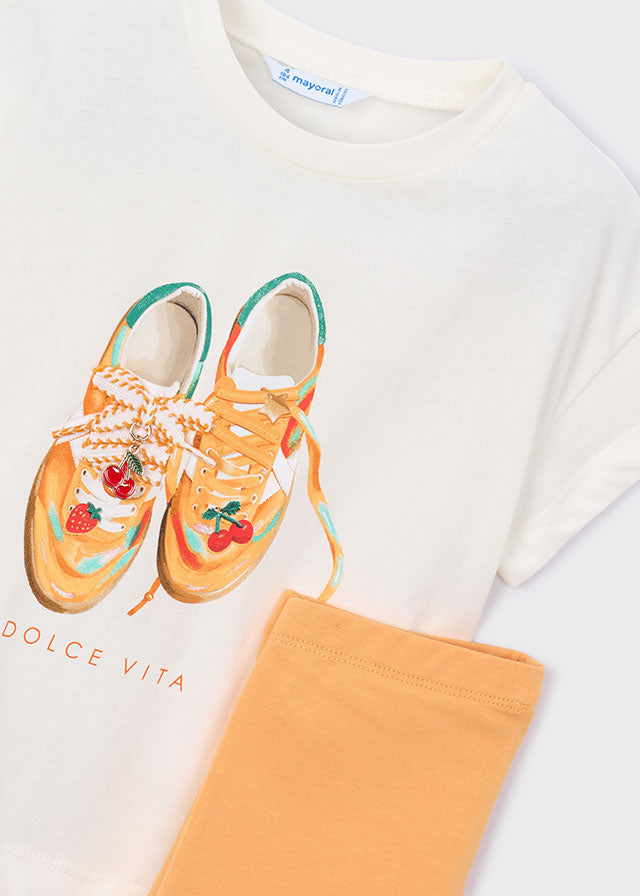 Mayoral Orange Shoe Cycle Short Set