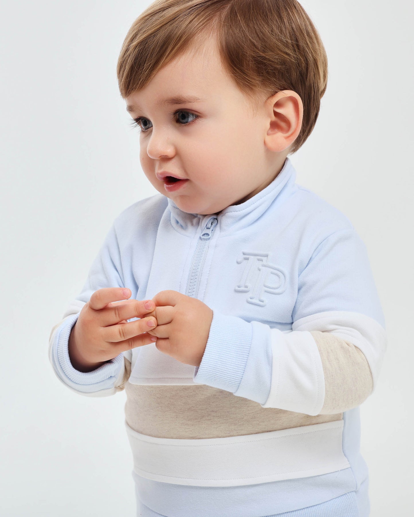 Tutto Piccolo Blue & Beige Half Zip Tracksuit 2711