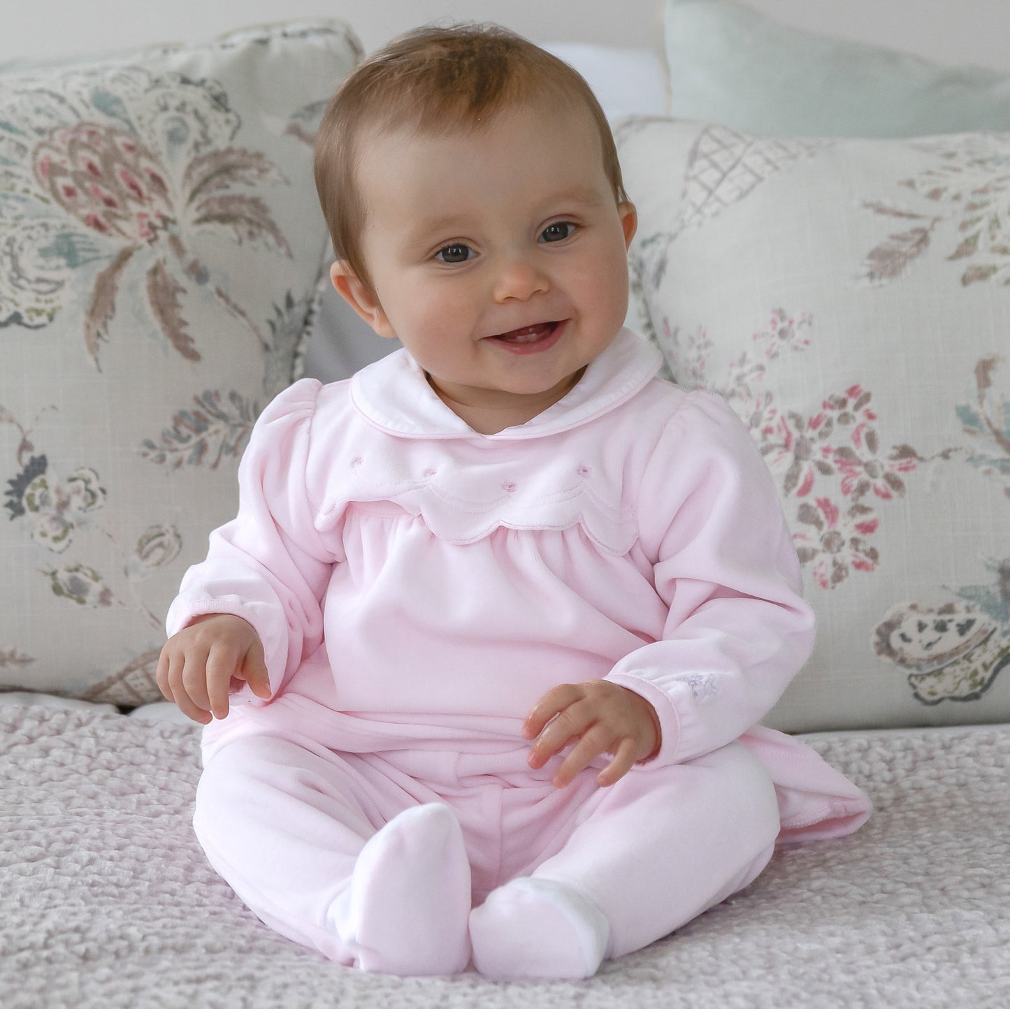 Emile et Rose Michelle Pale Pink Velour 2pc & Hat