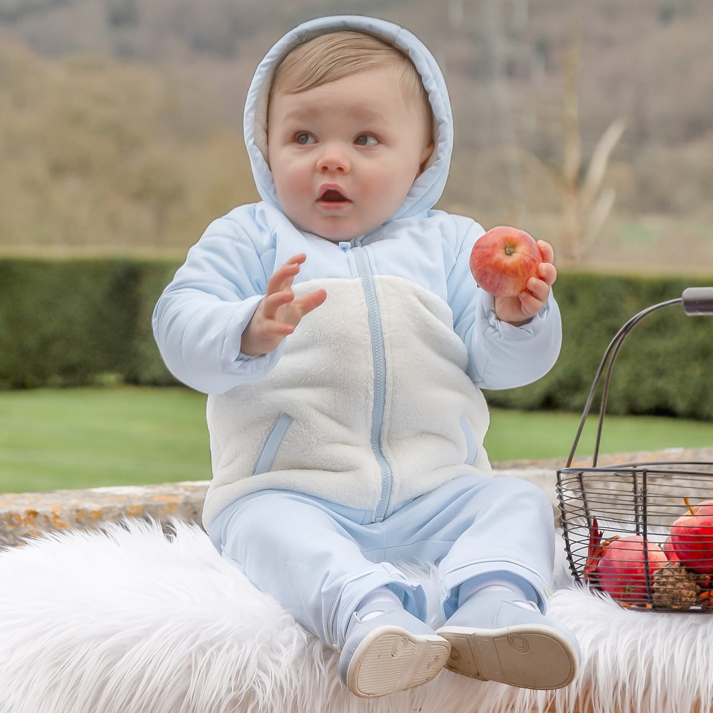Emile et Rose Marcus Pale Blue Fleece Coat