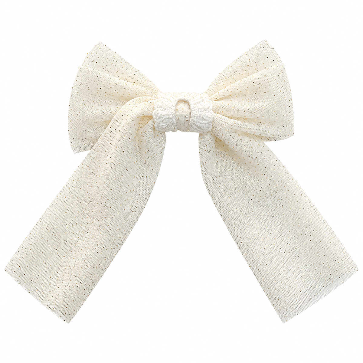 Naxos Cream & Brown Tulle Hair Bow