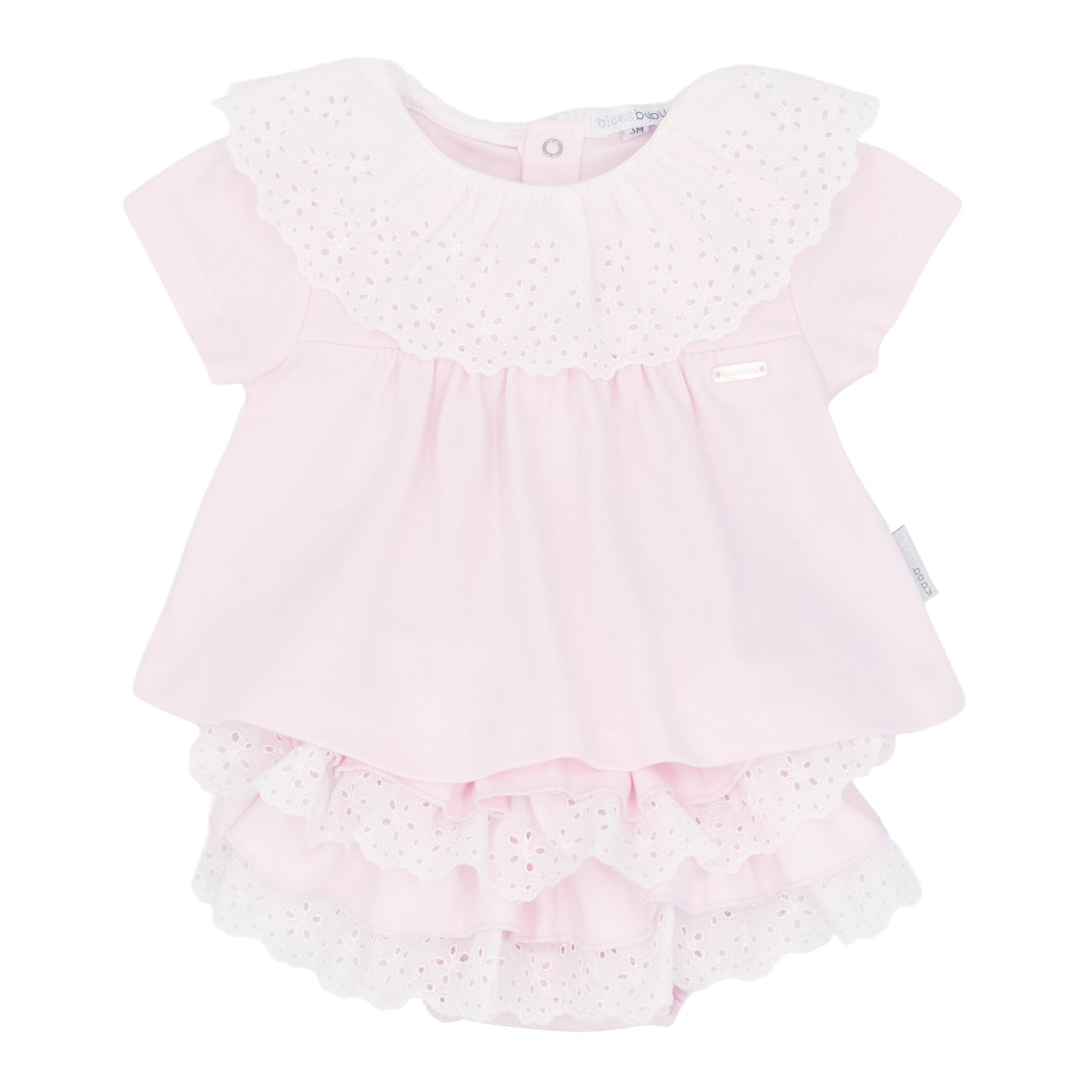Blues Baby Pink Anglaise Frill Bloomer Set 2283