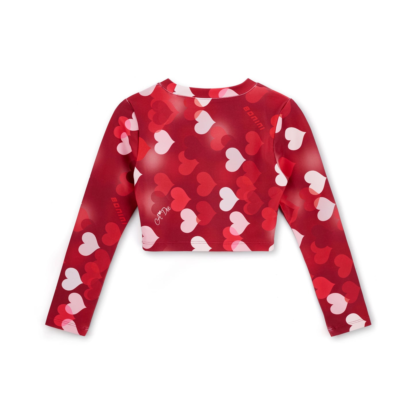 Bonini Arch Burgundy Heart Print Crop Top