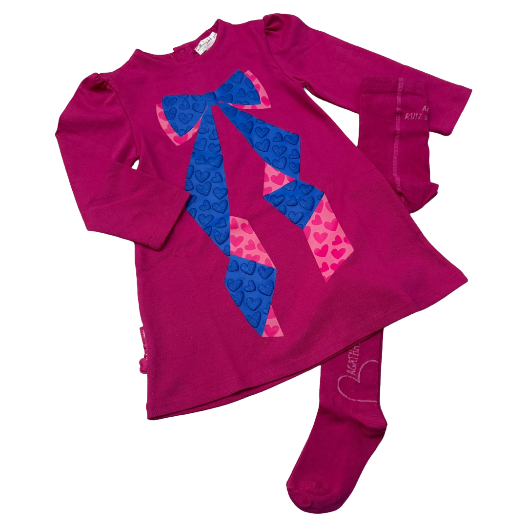 Agatha Ruiz de la Prada Fuchsia Bow Dress & Tights 8247