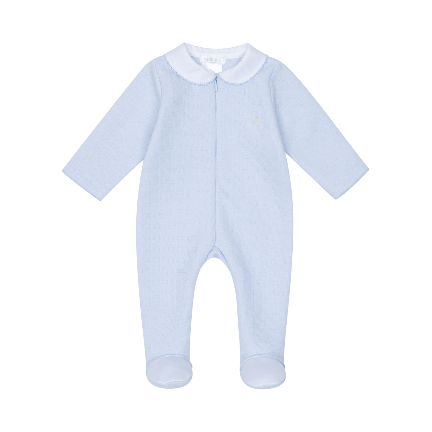 Deolinda Pale Blue Collar Zip Babygrow