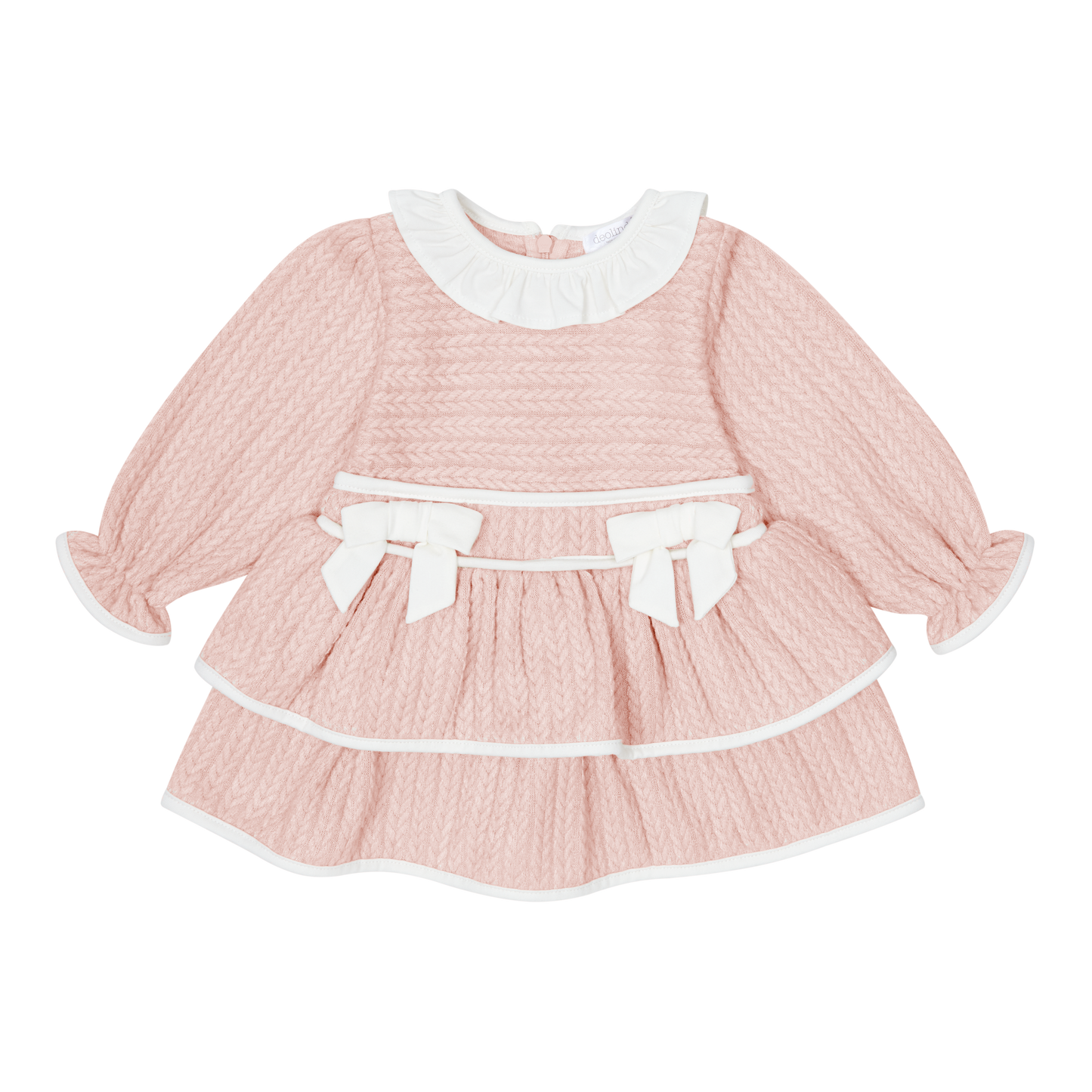 Deolinda Pink Frill Cable Bow Dress