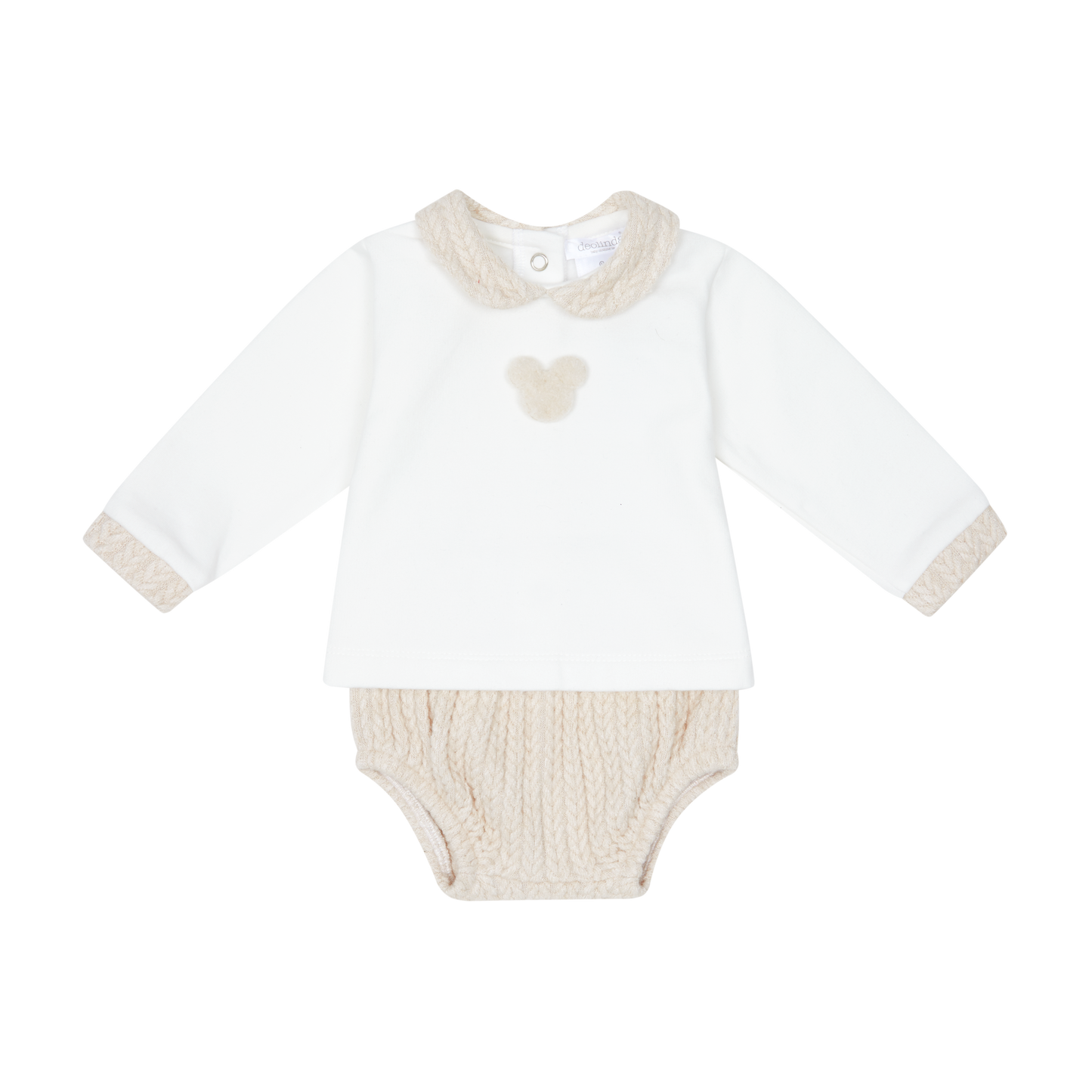 Deolinda Beige Teddy Polo Jam Pants Set