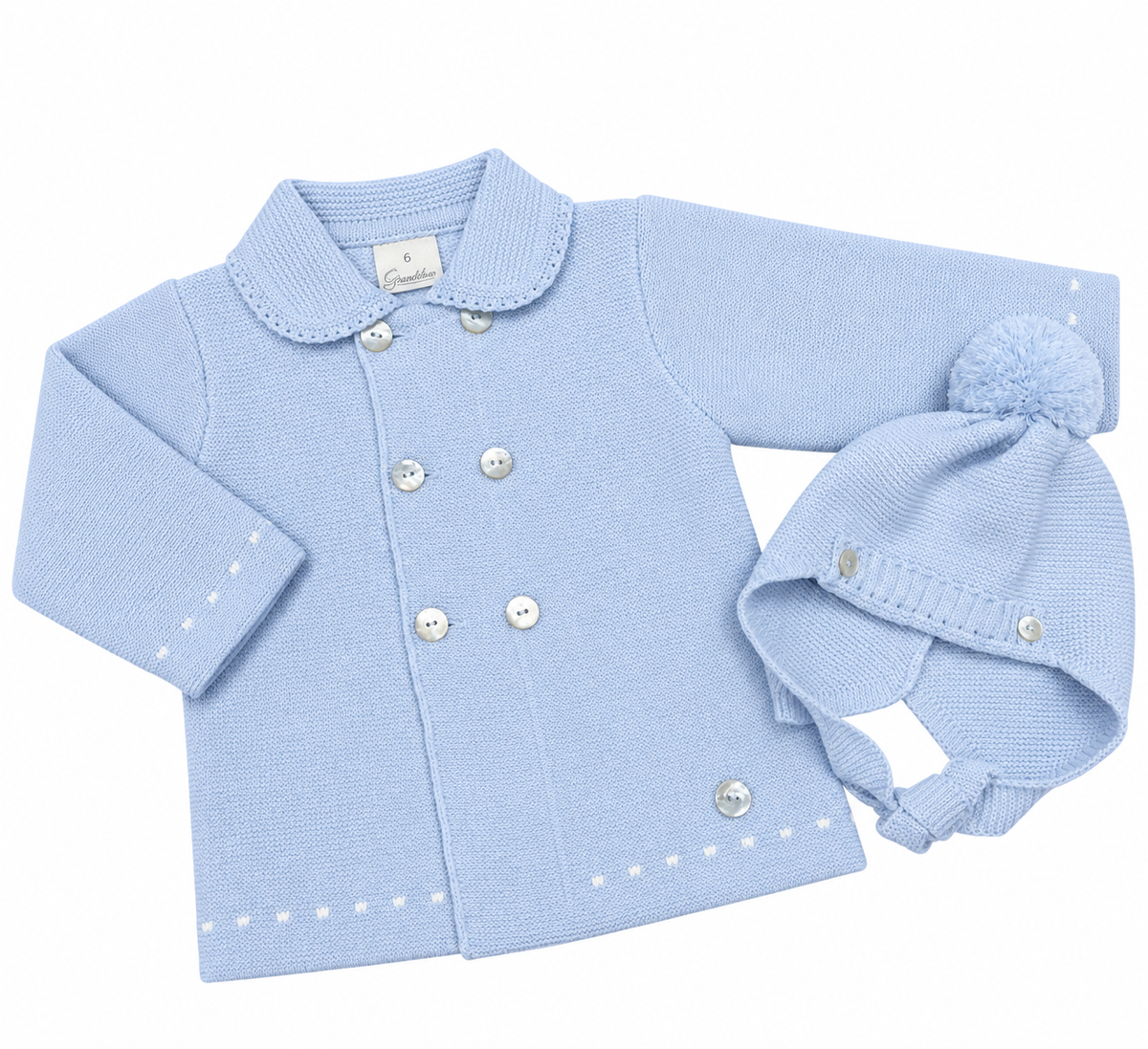 Granlei Pale Blue Knitted Jacket & Hat