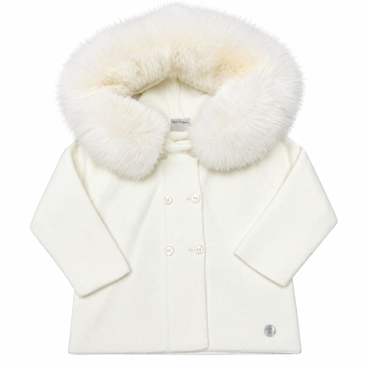 Granlei Ivory Fur Hood Knitted Jacket