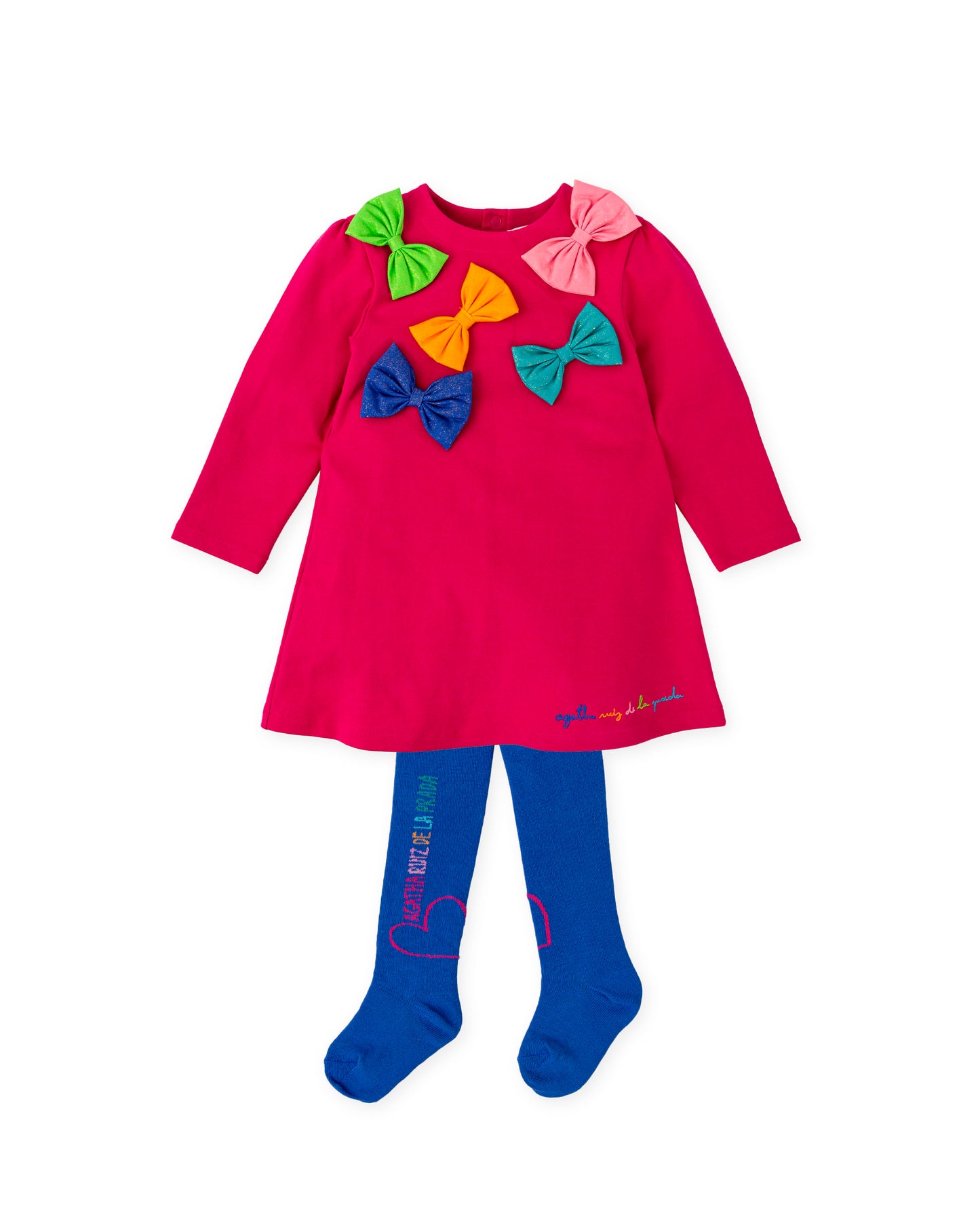 Agatha Ruiz De La Prada Pink Bow Dress with Tights