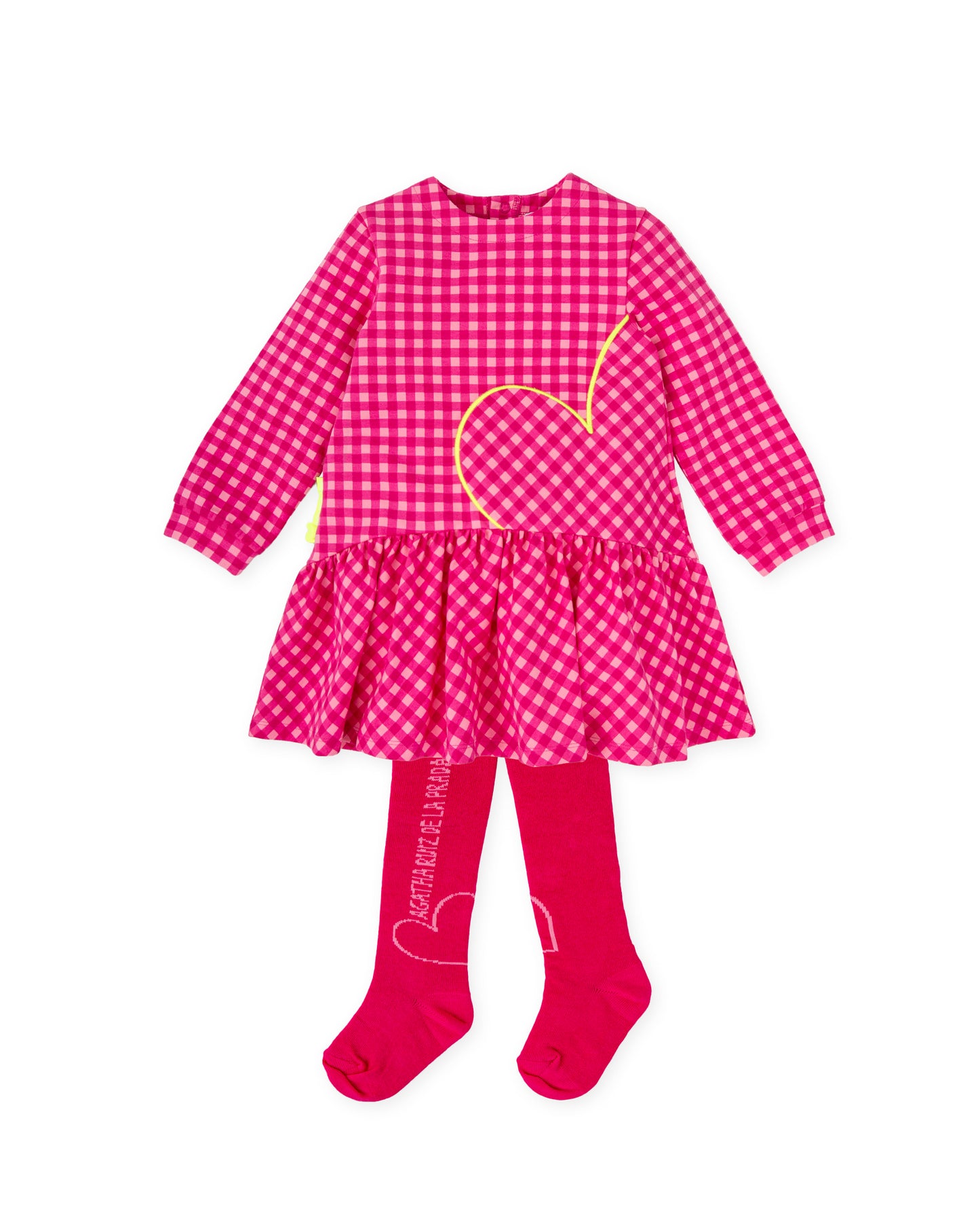 Agatha Ruiz De La Prada Fuscia Check Dress with Tights