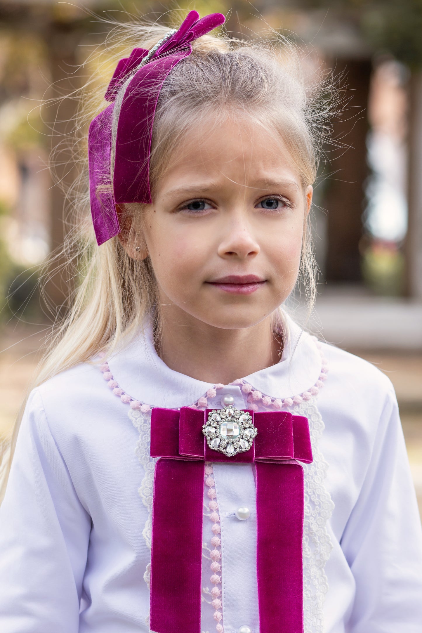 Naxos Plum Tweed Bow Skirt Set
