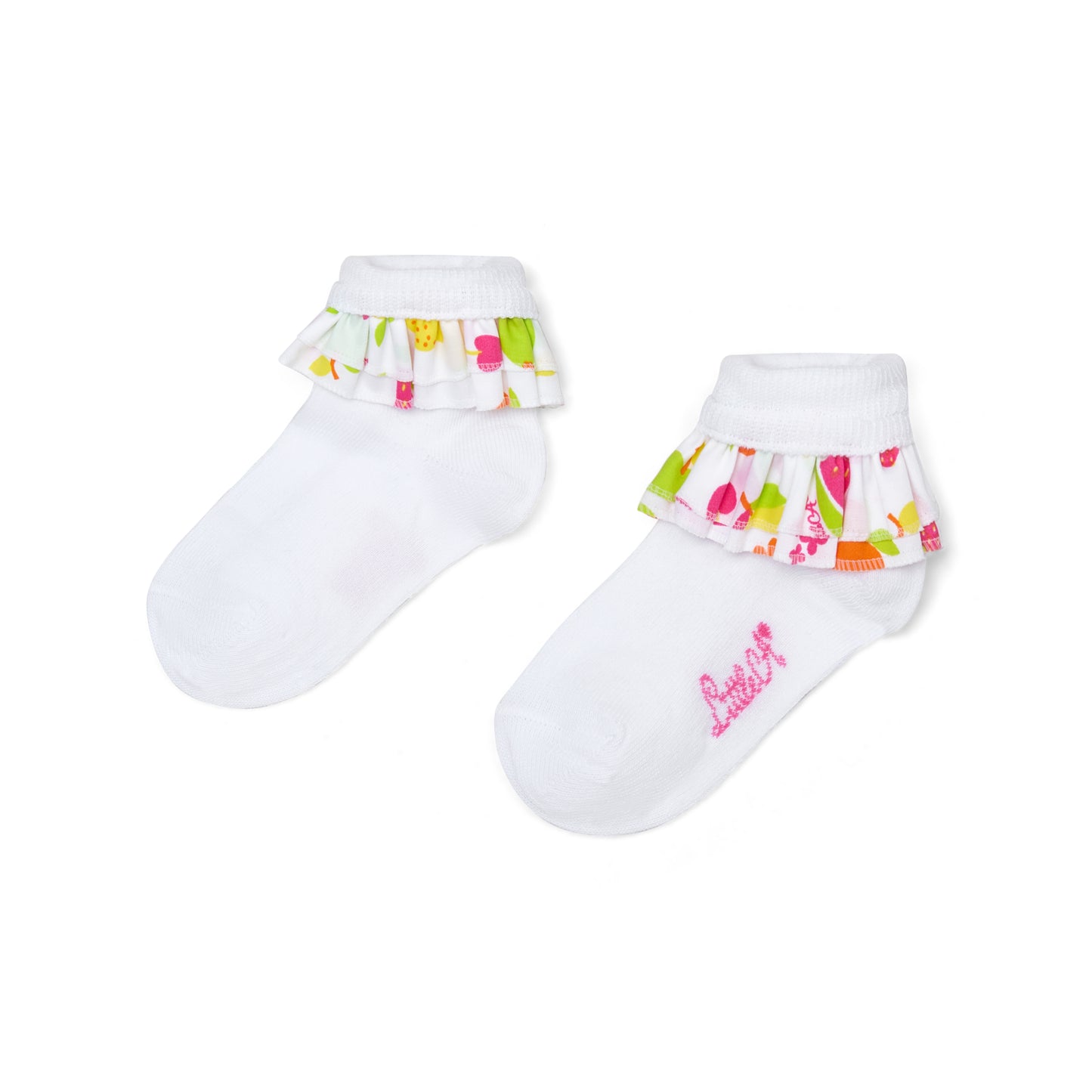 Little A Poppy Fruit Print Frill Socks