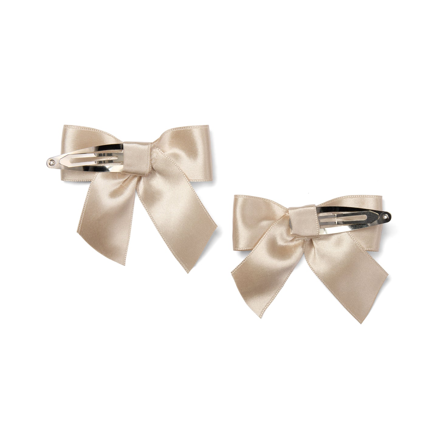 Little A Denver Beige Bow Satin Hair Clips