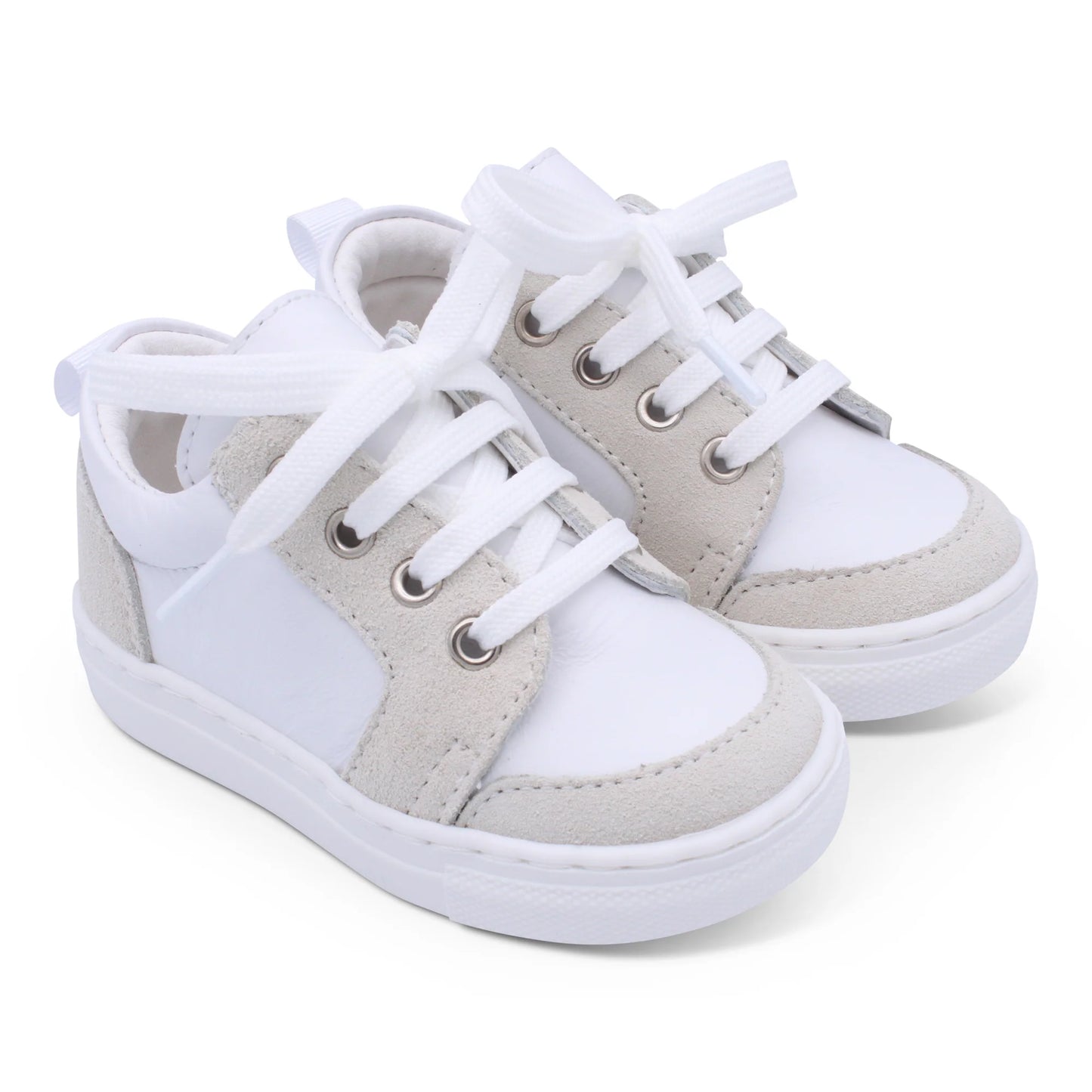 Borboleta Nico Beige & White Leather Trainers
