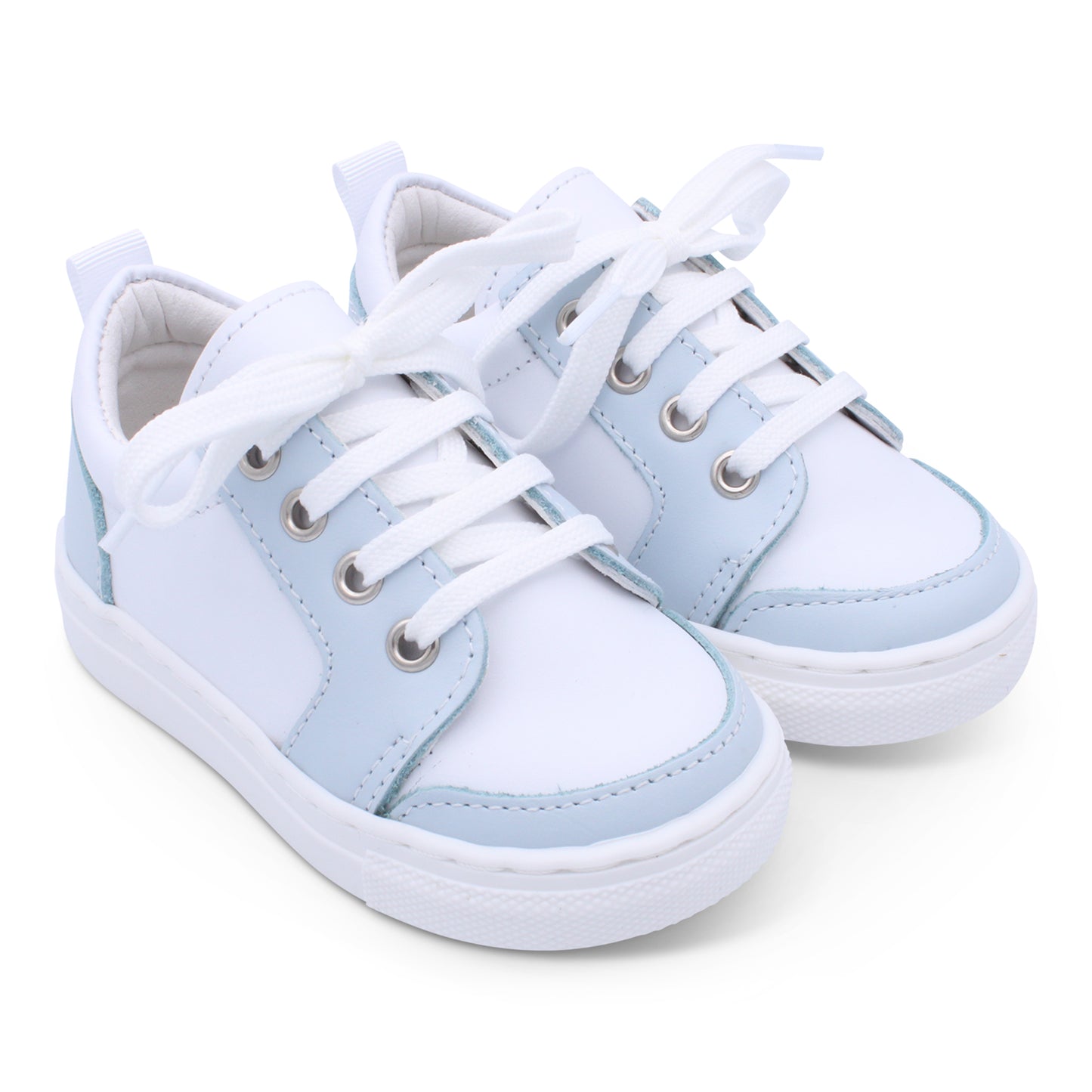 Borboleta Nico Blue & White Leather Trainers