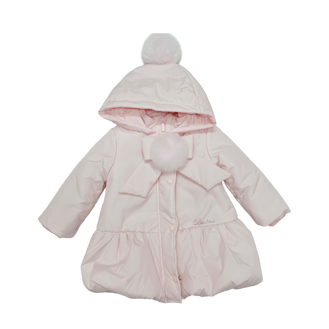 Bimbalo Pink Fur Pom Hooded Coat
