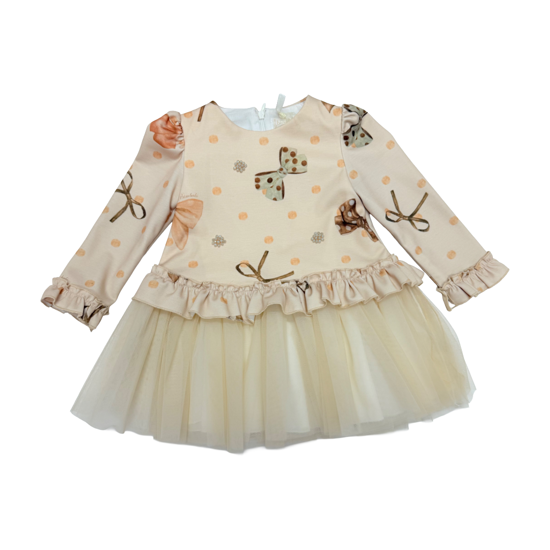 Bimbalo Beige Bow Tulle Dress