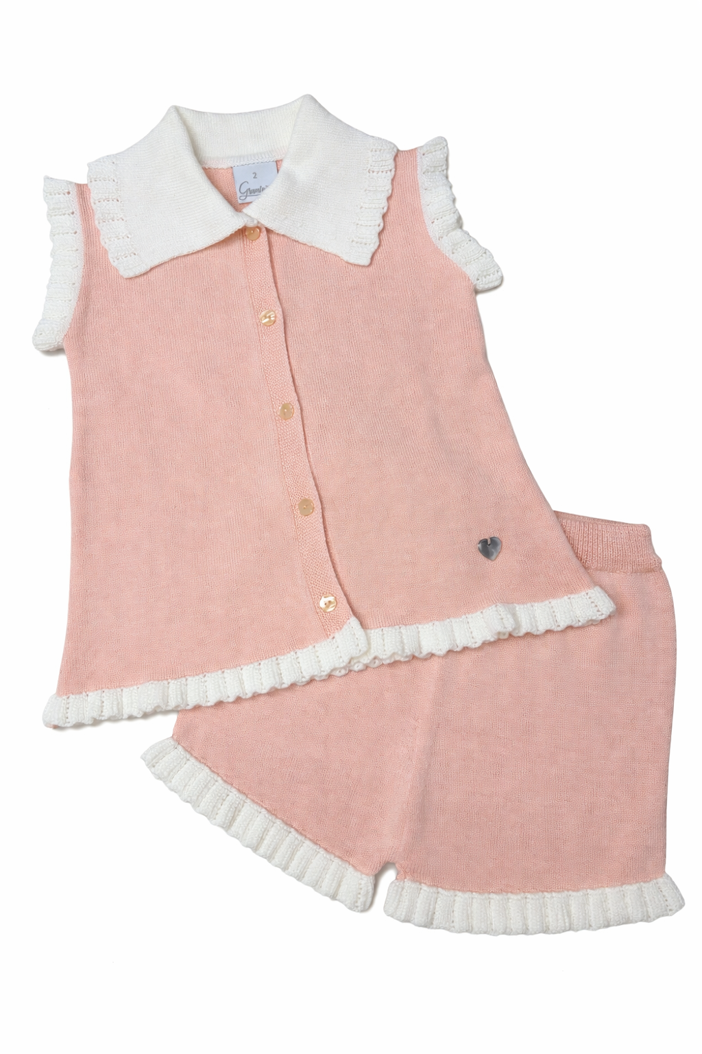 Granlei Peach & Cream Collar Short Set