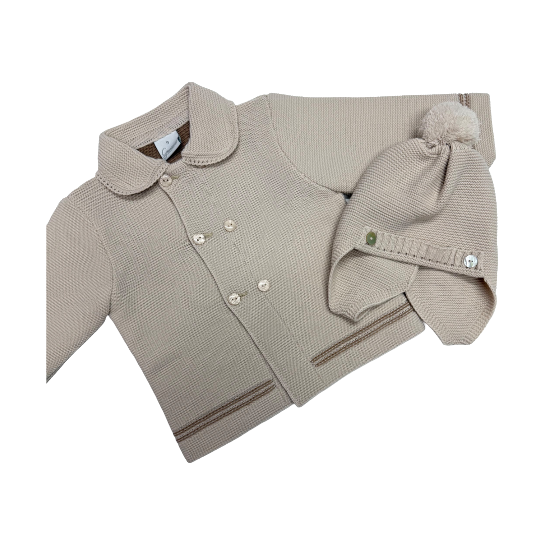 Granlei Beige Knitted Jacket & Hat