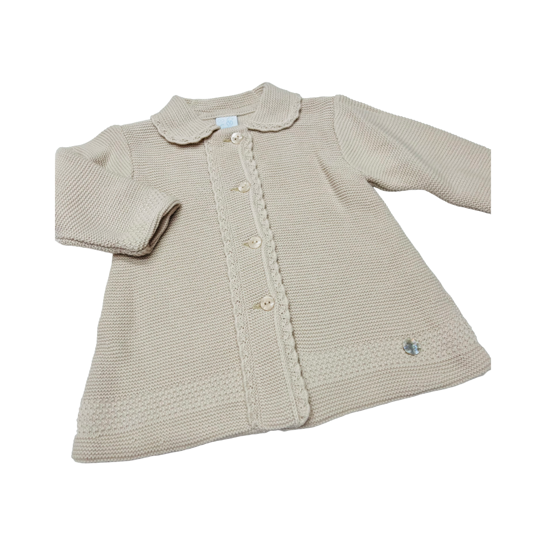 Granlei Beige Frill Collar Knitted Cardigan