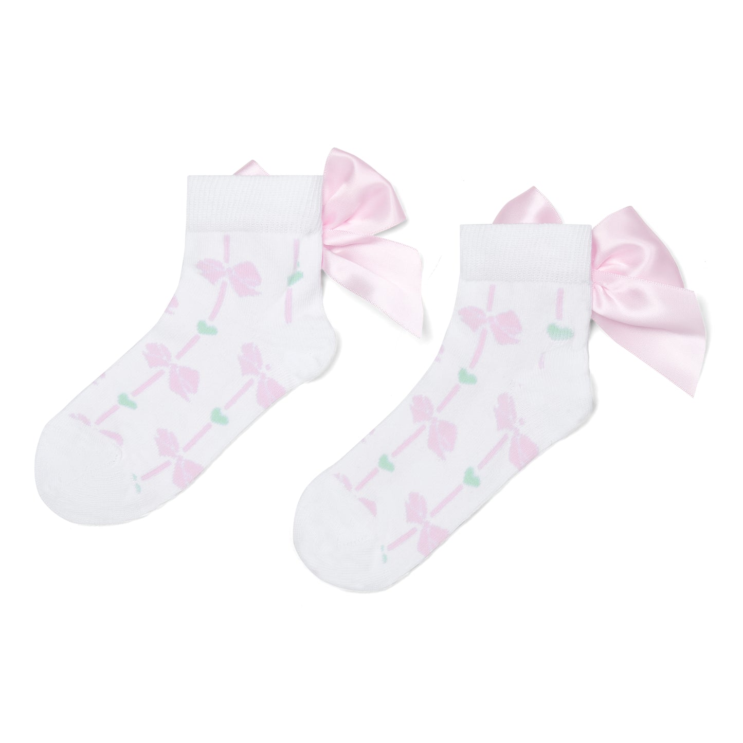 A Dee Rowan White Bow Print Ankle Socks