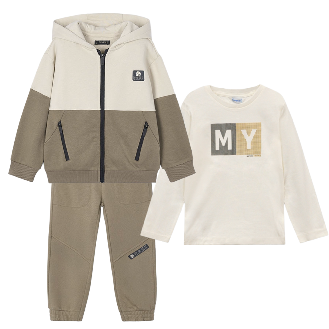 Mayoral Beige Zip 3pc Tracksuit 4426/4559/173