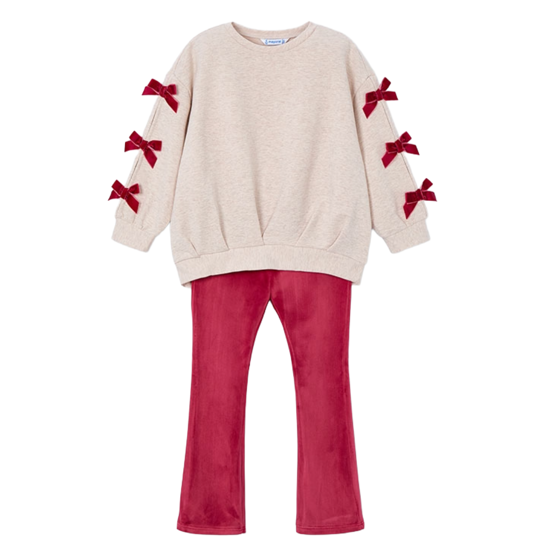 Mayoral Red Velvet Bow Legging Set 4725
