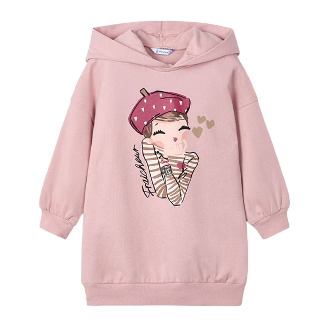 Mayoral Pink Hood Sweat Dress 4928