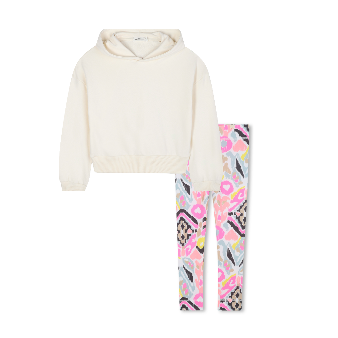 Billieblush Cream Pattern Hoodie Set