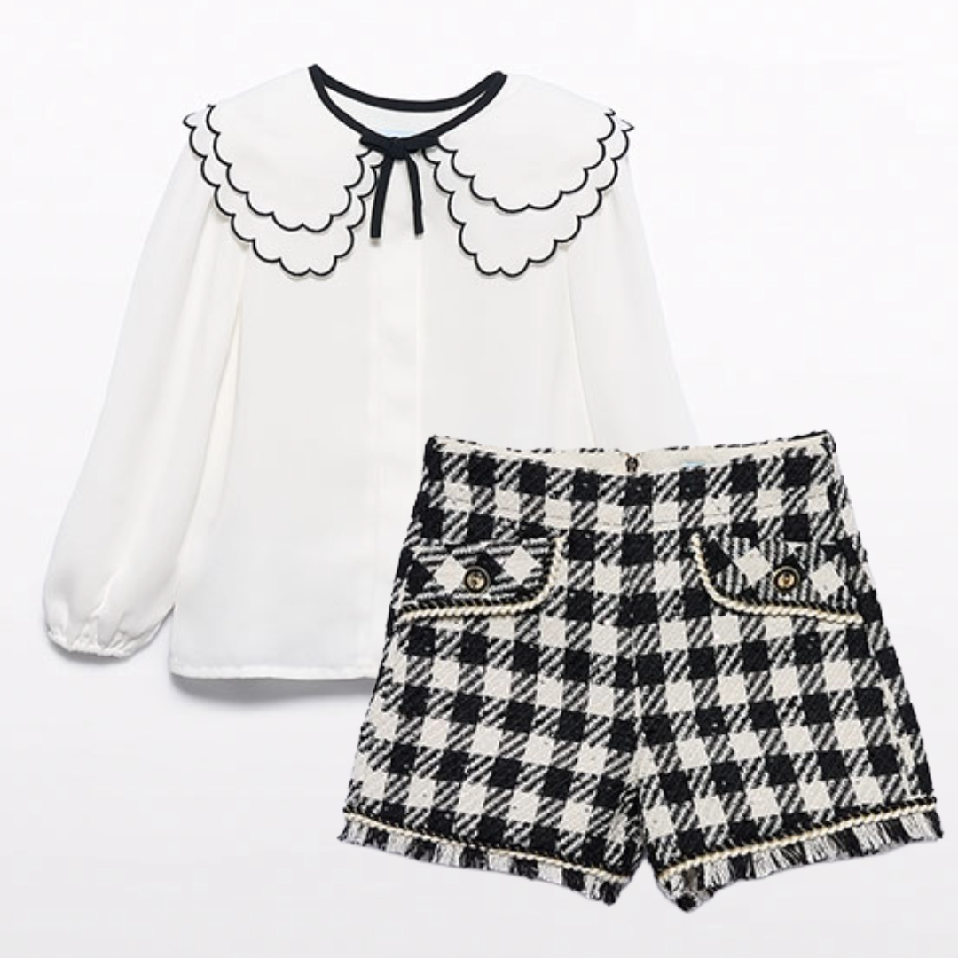 Abel & Lula Black Check Short Set