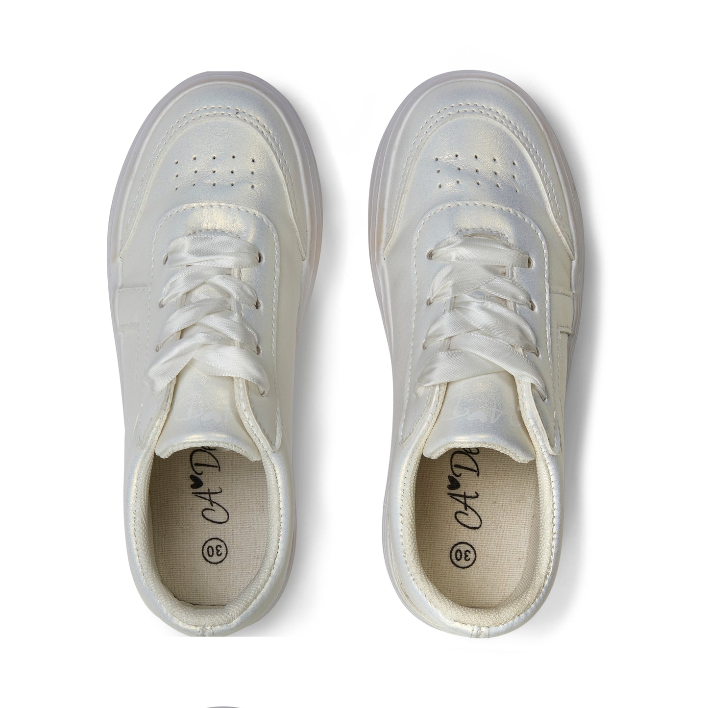 A Dee Patty White Iridescent Trainers