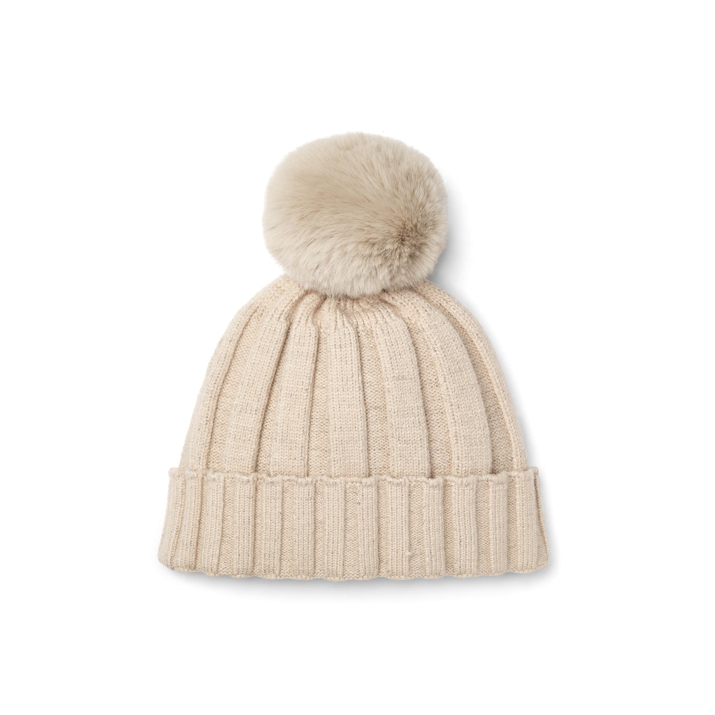 A Dee Bobbie Beige Knitted Pom Hat