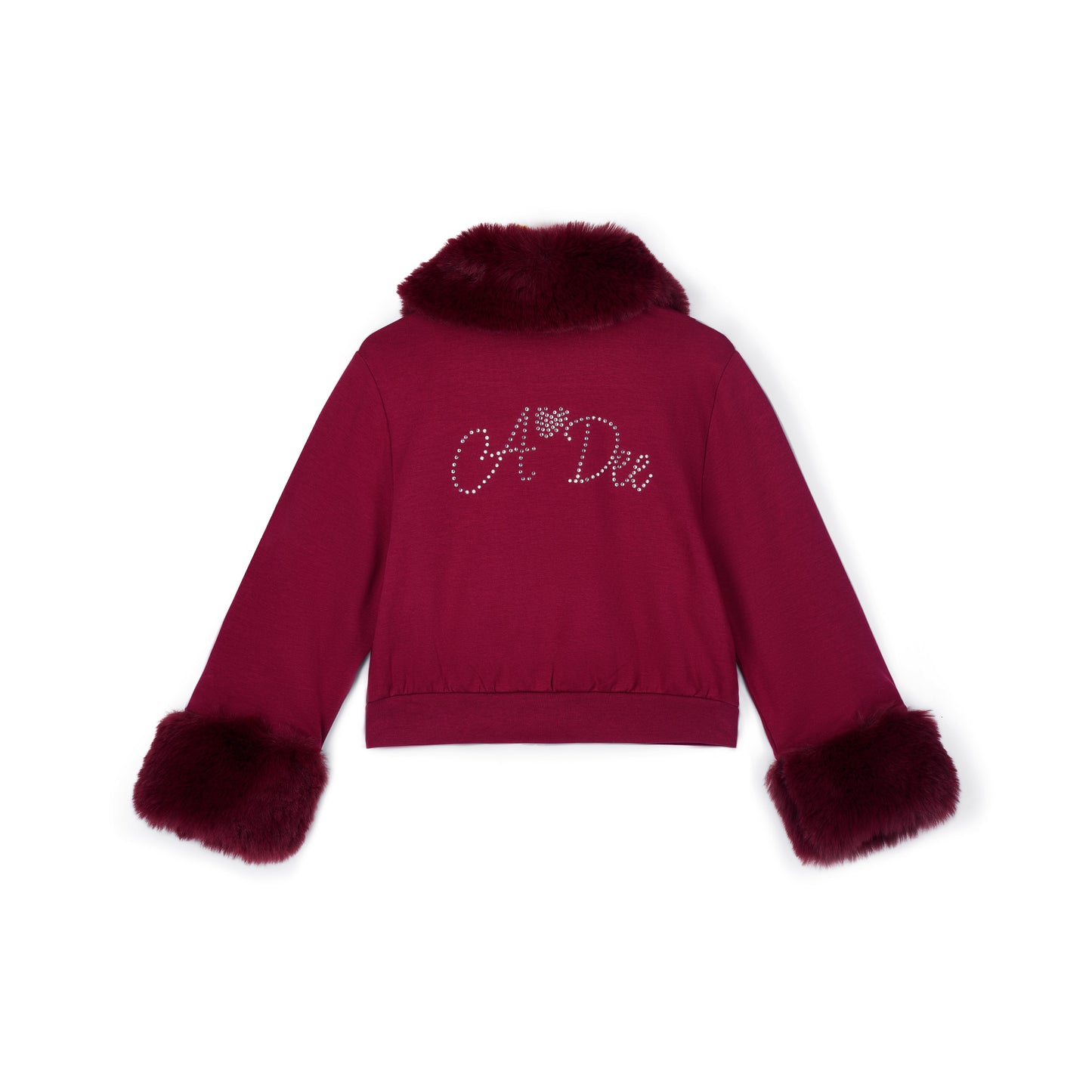A Dee Audrey Deep Cherry Faux Fur Bomber Jacket
