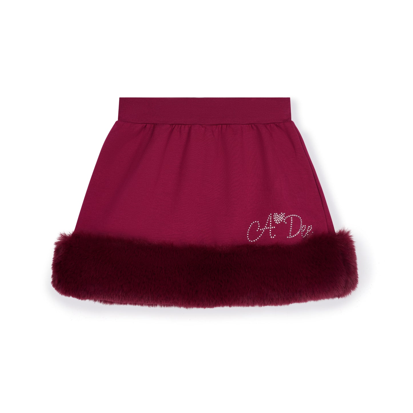 A Dee Andrea Deep Cherry Faux Fur Skirt Set