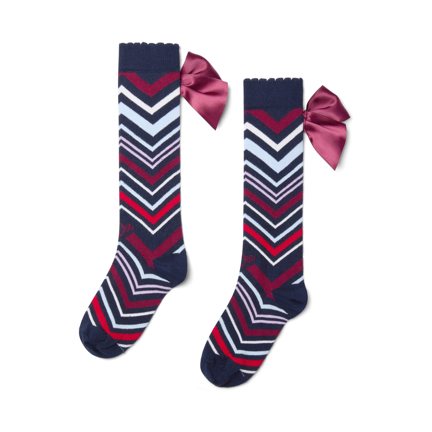 A Dee Alessandra Navy Chevron Bow Knee Socks