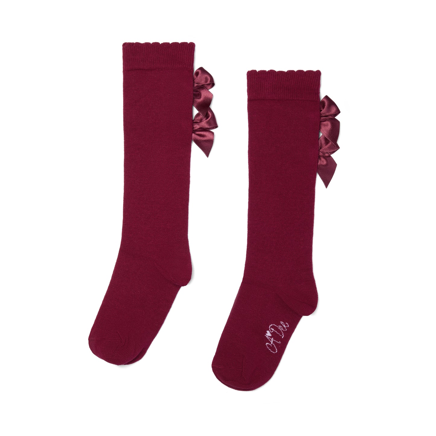A Dee Ariel Deep Cherry Bow Knee Socks