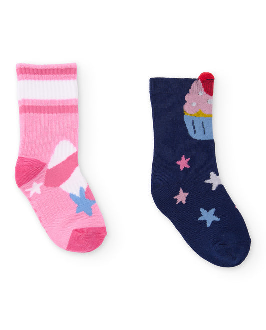Tuc Tuc Pink & Navy Cupcake 2 Pack Socks