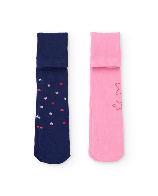 Tuc Tuc Pink & Navy Star 2 Pack Tights